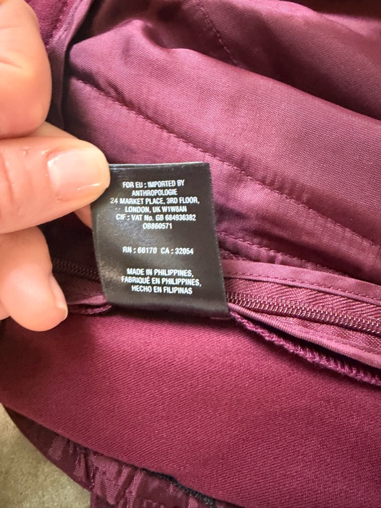 Anthropologie Burgundy Skinny Pants with Red Side Stripe - Size 10 - Picture 14 of 14